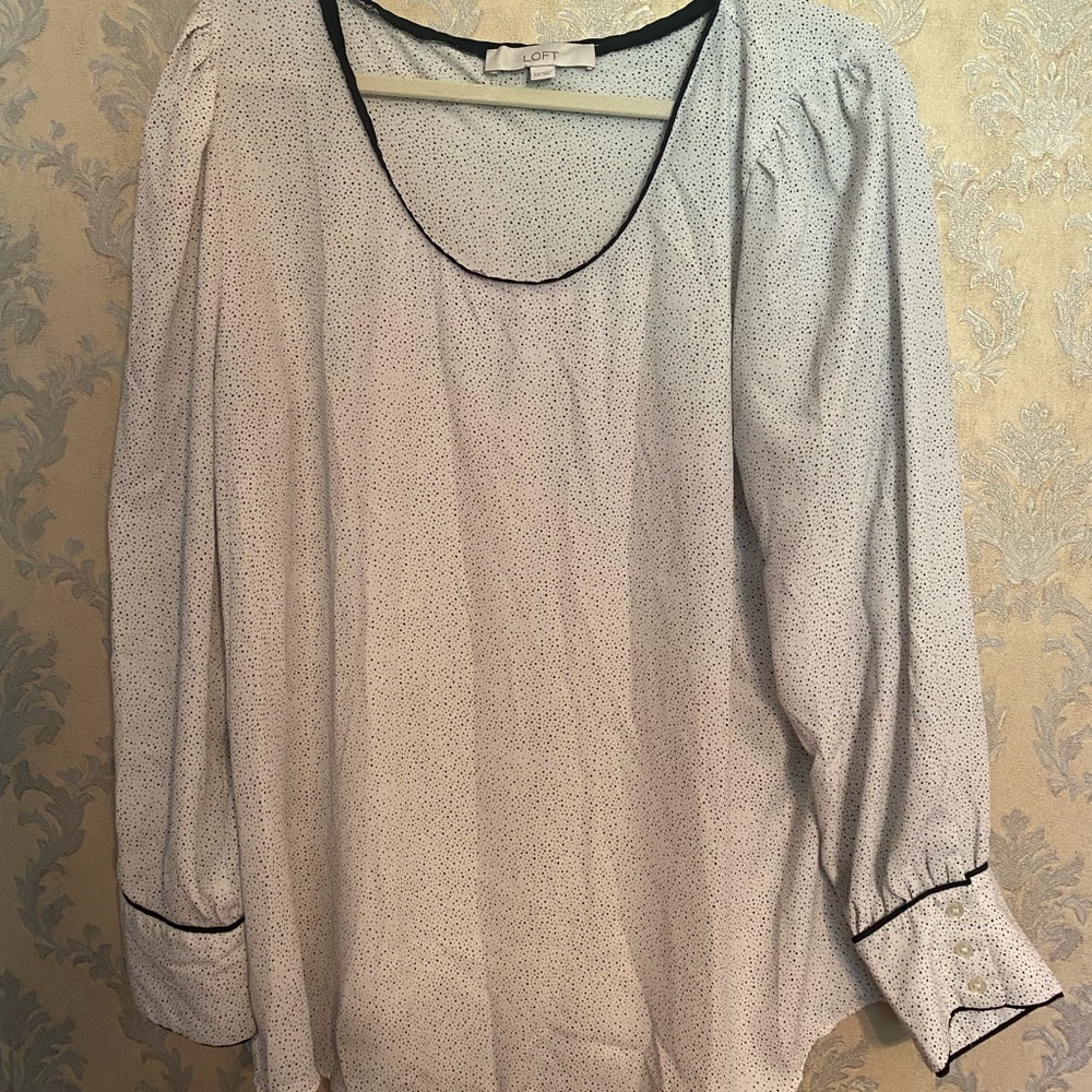 LOFT Polka Dot Long Sleeve Blouse